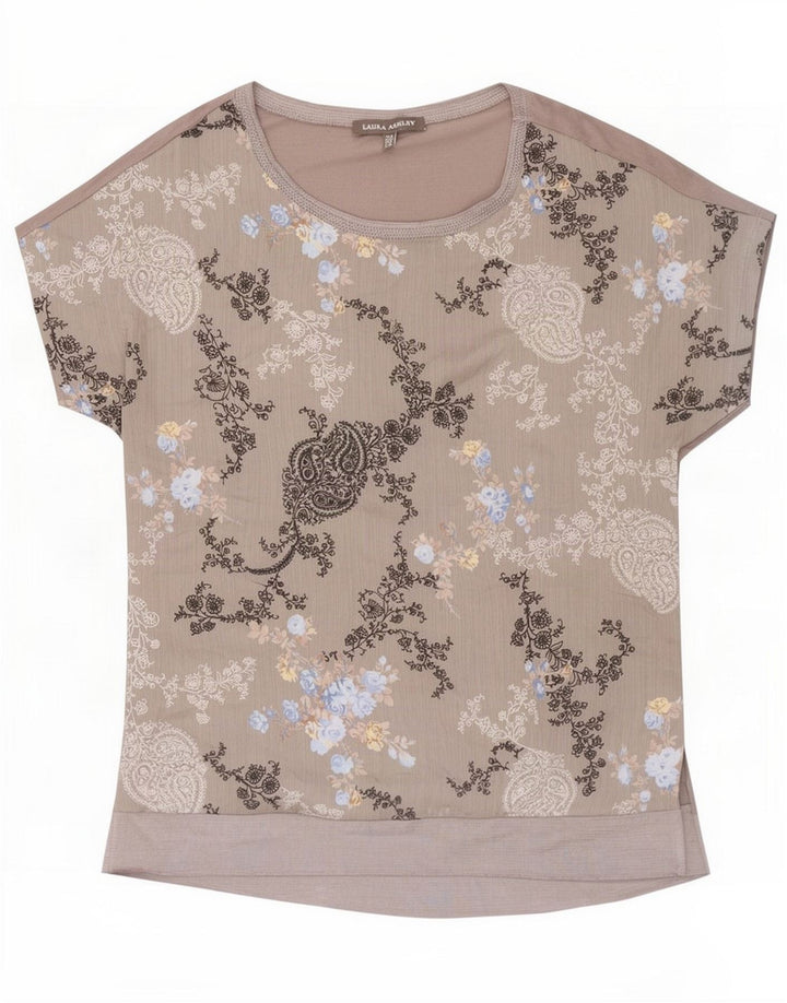 Laura Ashley camicetta da donna Top UK 8 piccolo poliestere floreale grigio