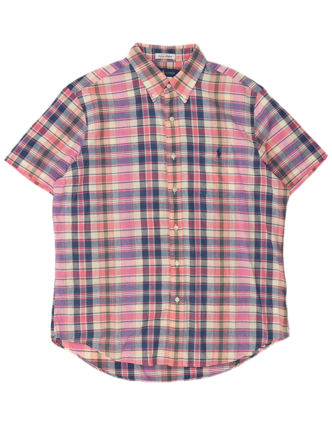 Camicia a maniche corte da uomo Ralph Lauren grande cotone a quadri multicolore