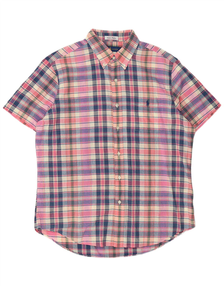 Camicia a maniche corte da uomo Ralph Lauren grande cotone a quadri multicolore