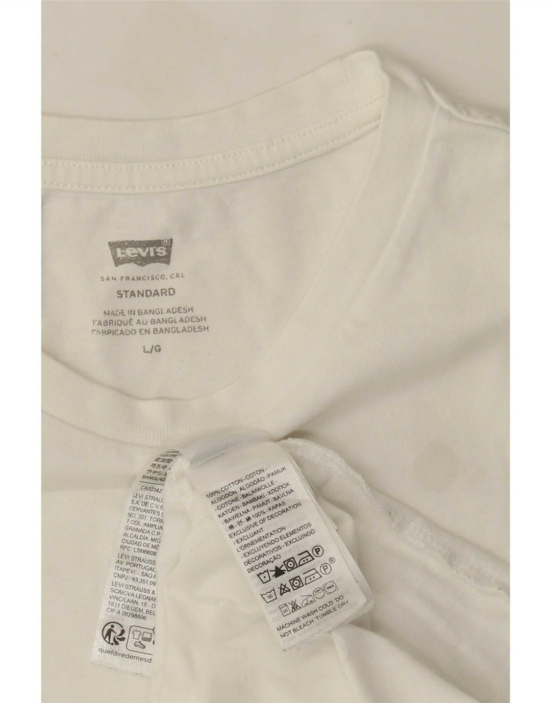 T-shirt standard da uomo Levi's Top grande in cotone bianco