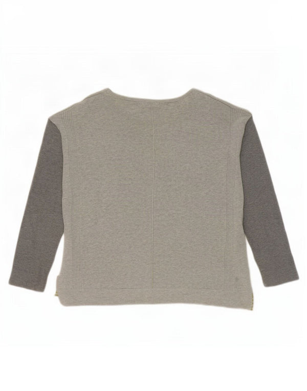 Maglione maglione con scollo a barca da donna White Stuff UK 12 Blocco colore grigio medio