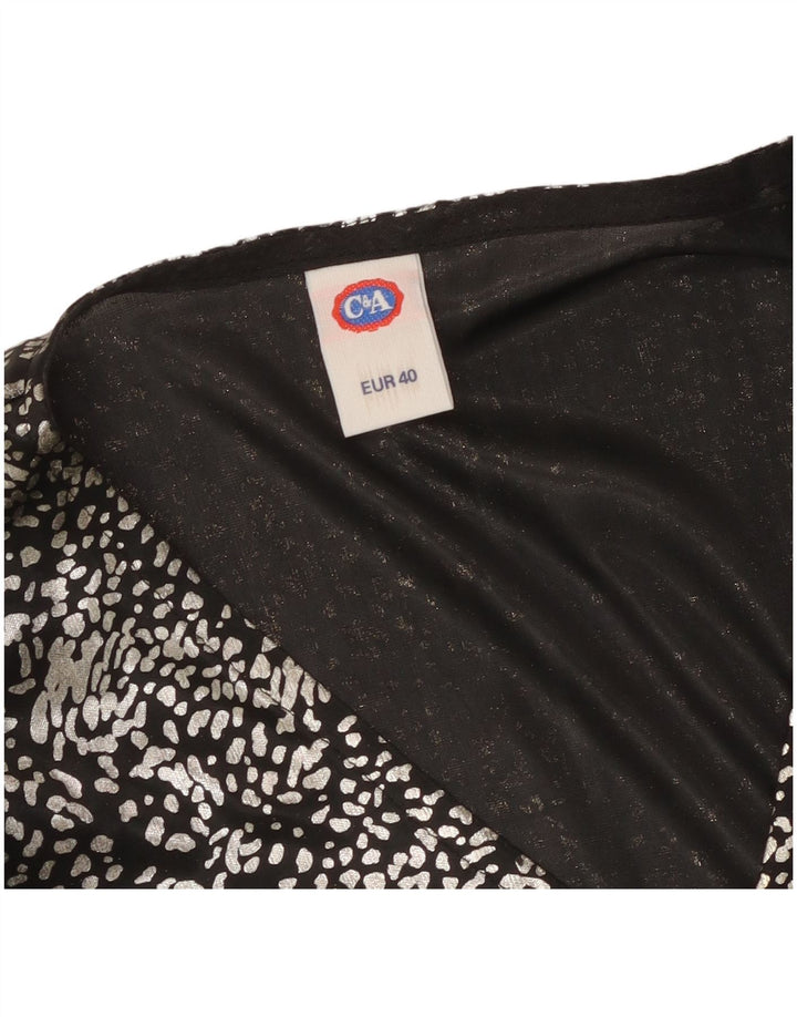 C&A Camicetta a maniche lunghe da donna Top EU 40 Media Nero Stampa animalier