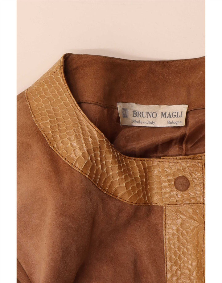 Giacca in pelle scamosciata da donna Bruno Magli UK 14 grande marrone
