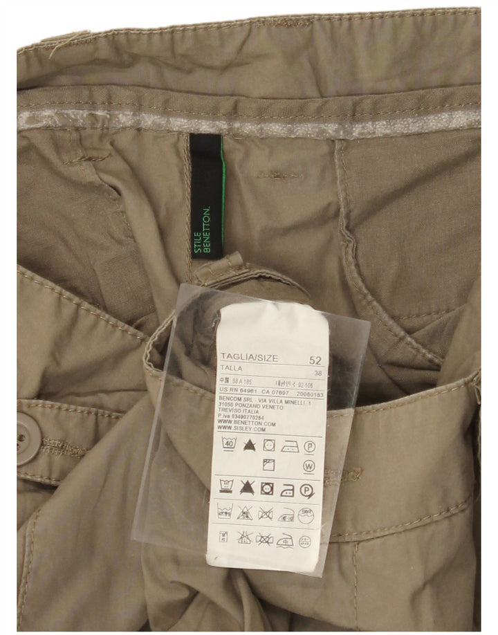 Pantaloni cargo dritti da uomo BENETTON IT 52 XL W38 L34 Cotone kaki