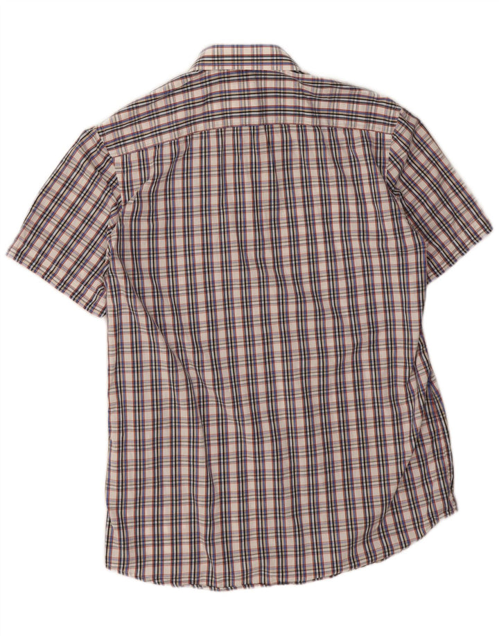 Camicia a maniche corte da uomo Carrera in cotone a quadri grigio medio
