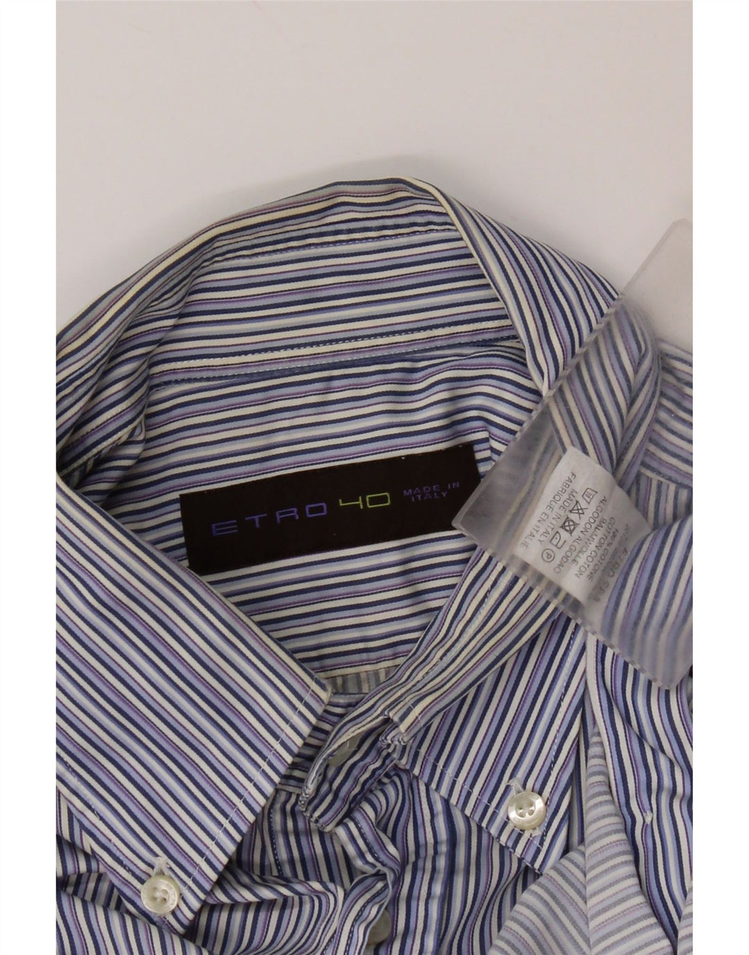 Camicia Etro Uomo Taglia 40 Cotone Rigato Medio Blu