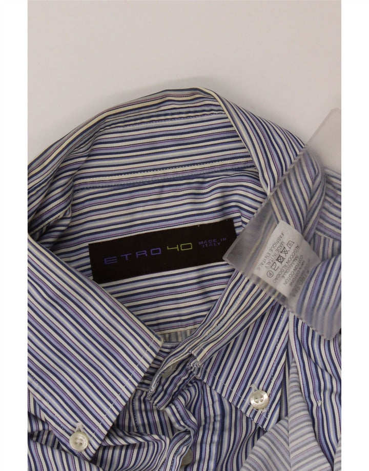 Camicia Etro Uomo Taglia 40 Cotone Rigato Medio Blu