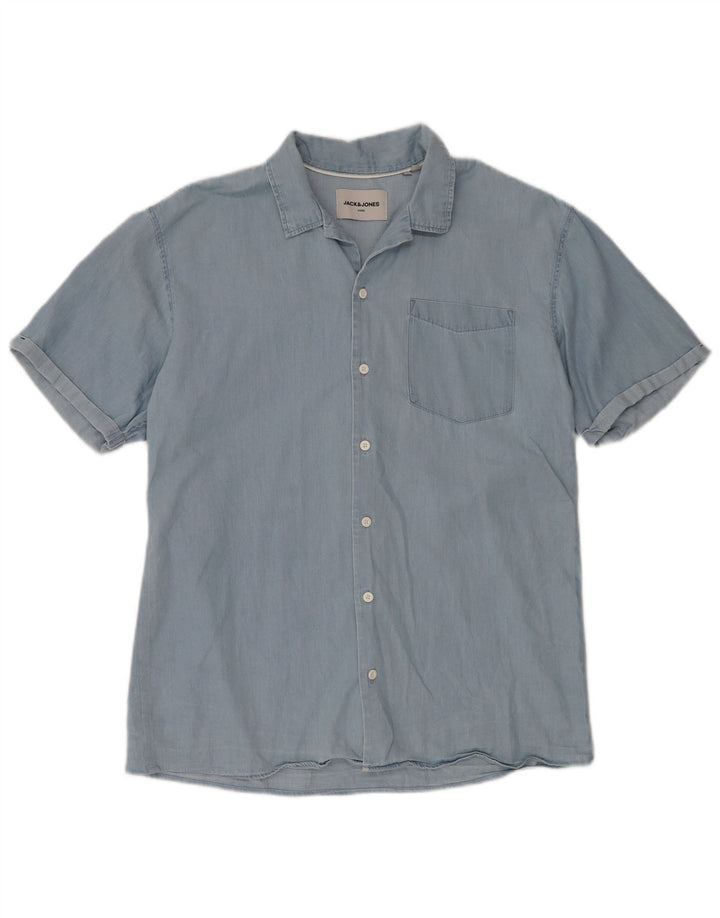 Camicia a maniche corte da uomo Jack & Jones XL Blu