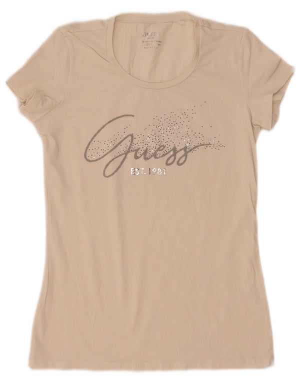 Guess T-shirt grafica da donna Top UK 12 Medium White Cotton