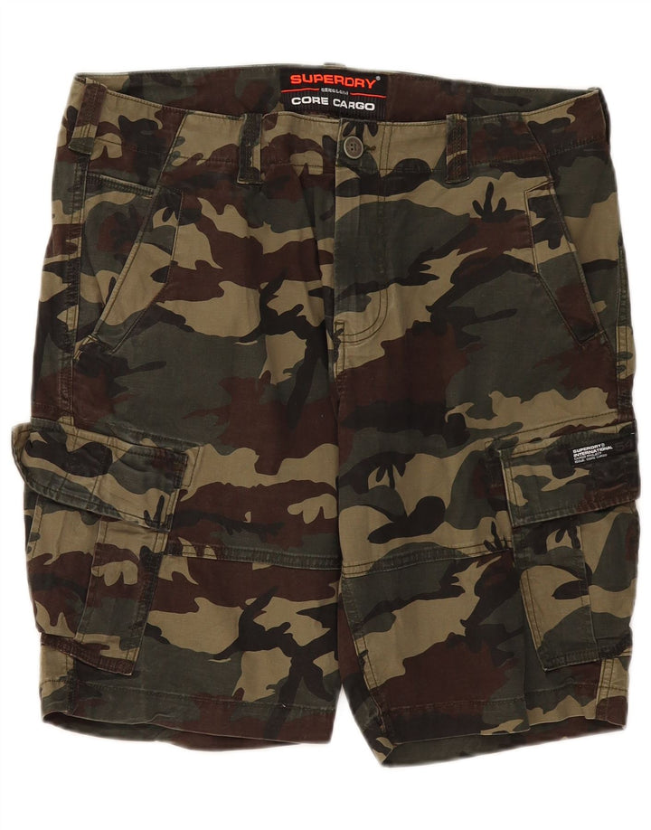 Pantaloncini cargo da uomo Superdry W36 Large Khaki Camouflage Cotton Army