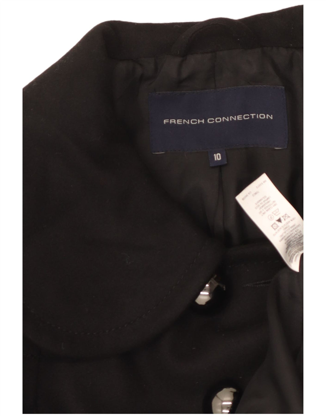 Cappotto da marinaio da donna French Connection UK 10 piccolo in lana vergine nera