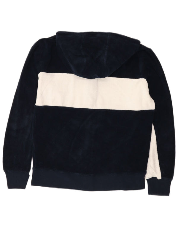 Maglione con cappuccio e zip da uomo Russell Athletic piccolo in cotone color block blu navy