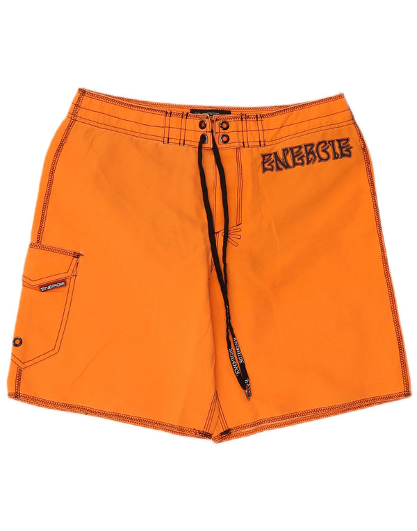 Pantaloncini da bagno cargo da uomo con grafica Energie, piccola spiaggia in poliestere arancione