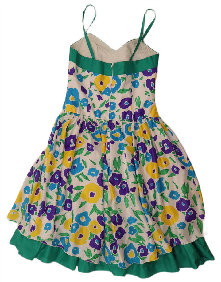 VERA MONT Abito da donna senza maniche a trapezio UK 8 Piccolo floreale bianco