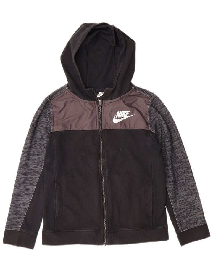 Maglione con cappuccio e zip NIKE per ragazzi 10-11 anni in cotone color block medio nero