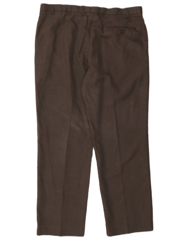 Pantaloni da abito con pegging da uomo Marks & Spencer W40 L31 poliestere kaki