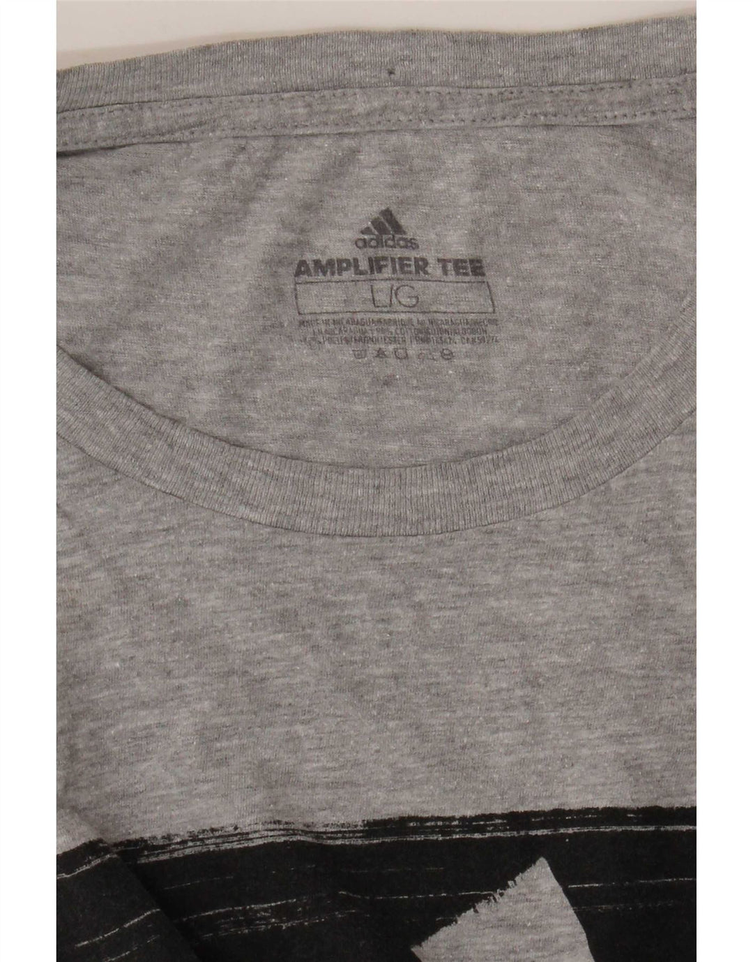 T-shirt grafica da uomo Adidas Top grande in cotone grigio