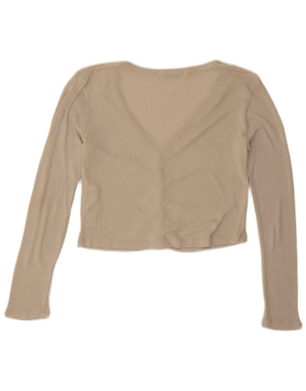 Top cardigan oversize corto da donna Zara UK 10 piccolo in viscosa beige
