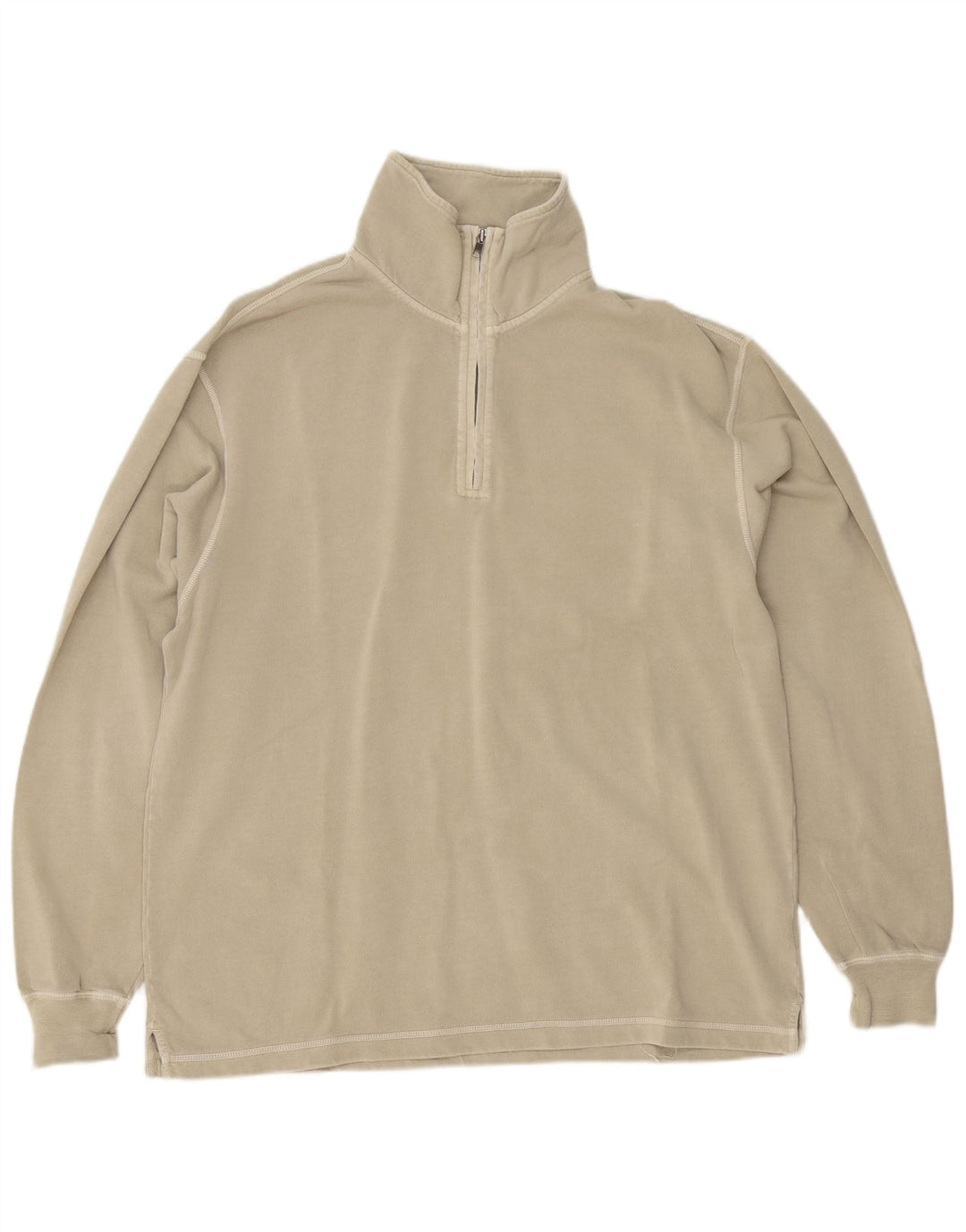 Maglione felpa con collo con zip vestibilità regolare da uomo Lands End UK 38/40 Beige medio