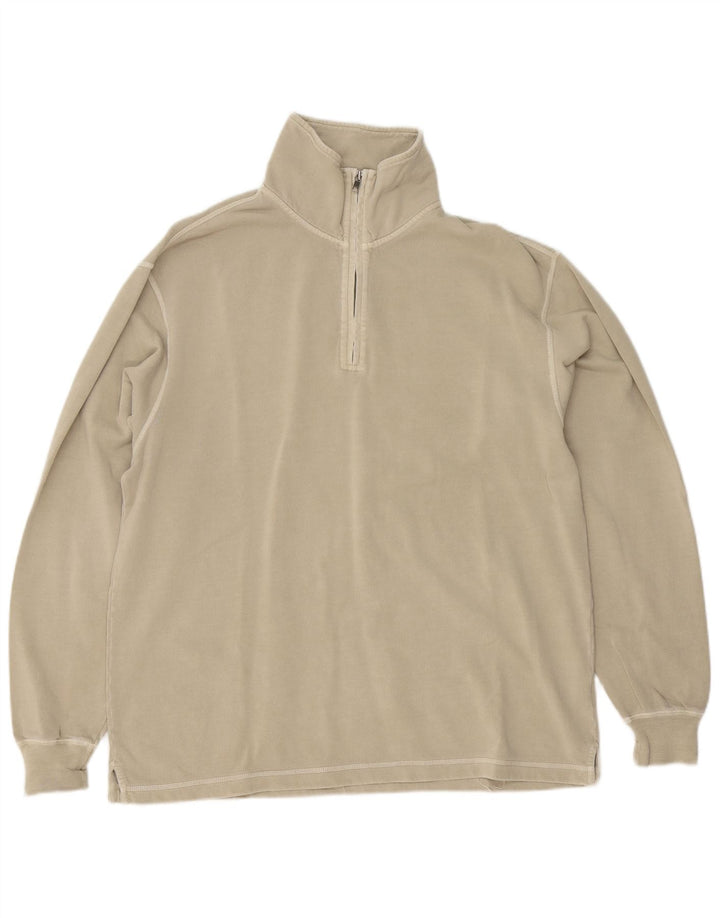 Maglione felpa con collo con zip vestibilità regolare da uomo Lands End UK 38/40 Beige medio