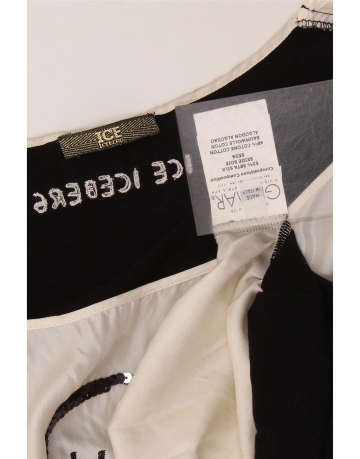 ICEBERG Camicetta grafica da donna Top UK 8 Small Off White Colourblock