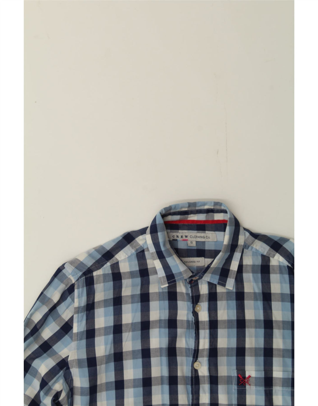 CREW CLOTHING Mens Tailored Fit Shirt Small Blue Check Cotton Vintage Crew Clothing and Second-Hand Crew Clothing from Messina Hembry 