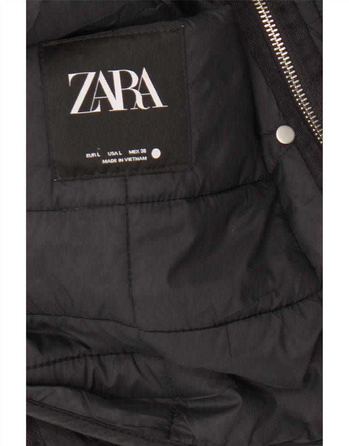 Giacca imbottita da donna Zara UK 16 grande poliestere nero
