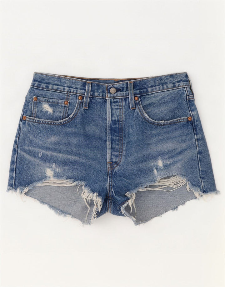 Pantaloncini Levi's da donna 501 in denim invecchiato W30 cotone blu medio