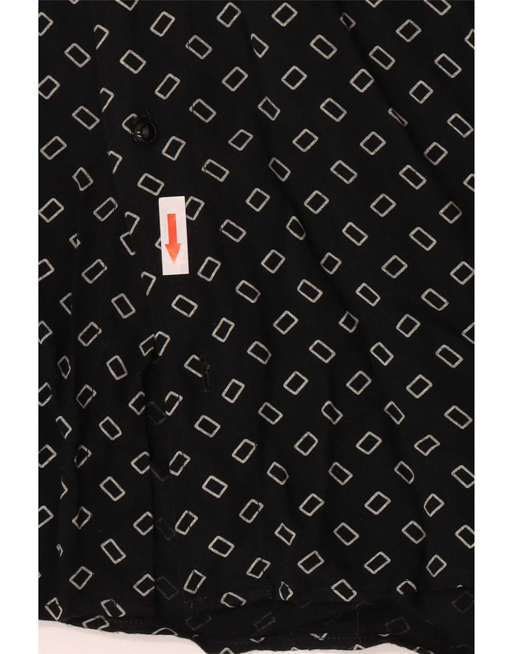 Camicia vintage da uomo in viscosa geometrica nera media