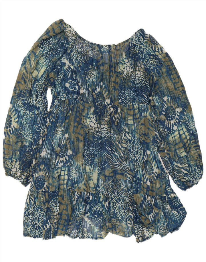 Abito a strati a maniche lunghe da donna Wallis UK 12 Poliestere Paisley blu medio