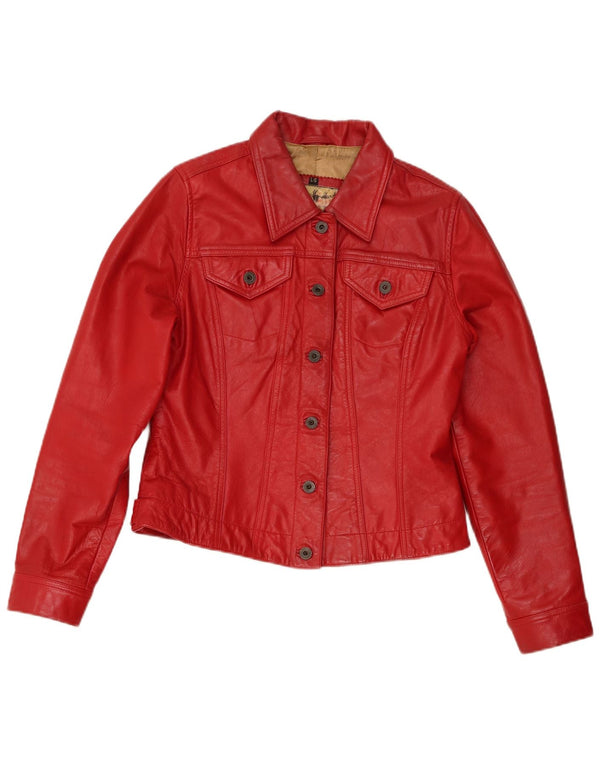 Giacca in pelle da donna Stradivarius UK 14 grande in pelle rossa