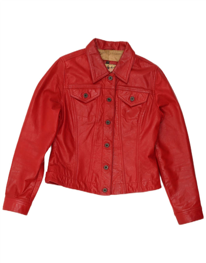 Giacca in pelle da donna Stradivarius UK 14 grande in pelle rossa