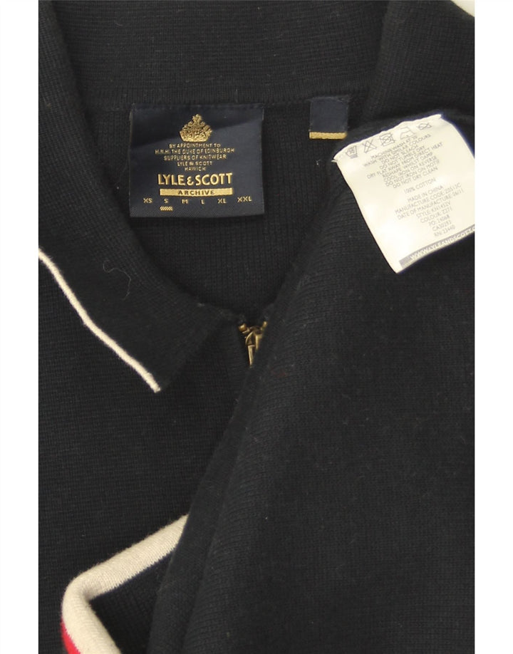 Maglione cardigan da uomo Lyle & Scott piccolo in cotone color block blu navy