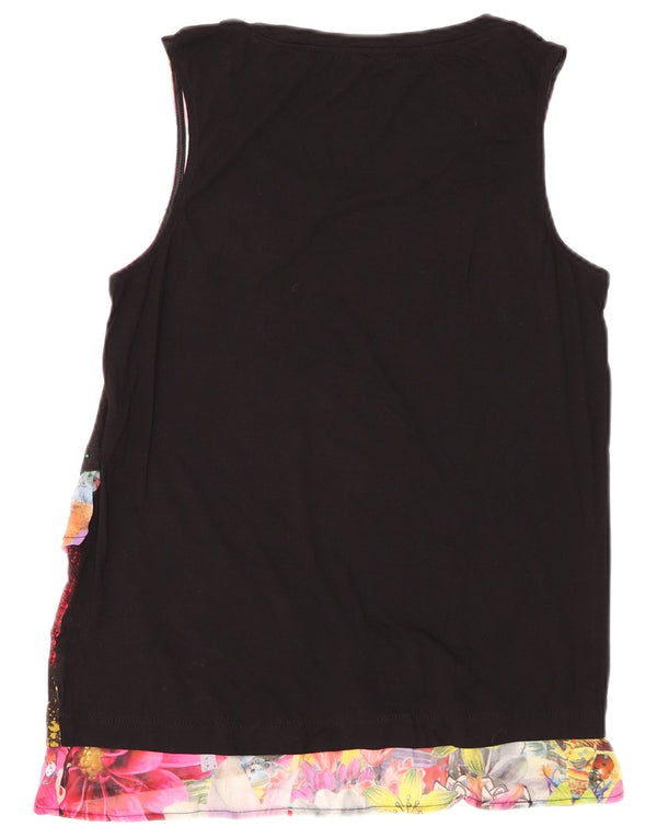 DESIGUAL Camicetta senza maniche grafica da donna Top UK 12 Medio Nero Floreale
