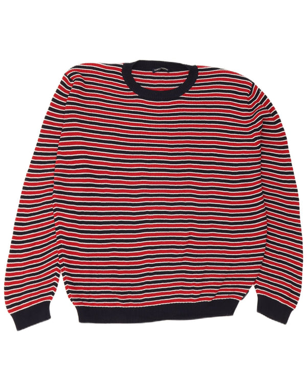 Marina Yachting Mens Crew Neck Jumper Sweater XL Red Striped Cotton