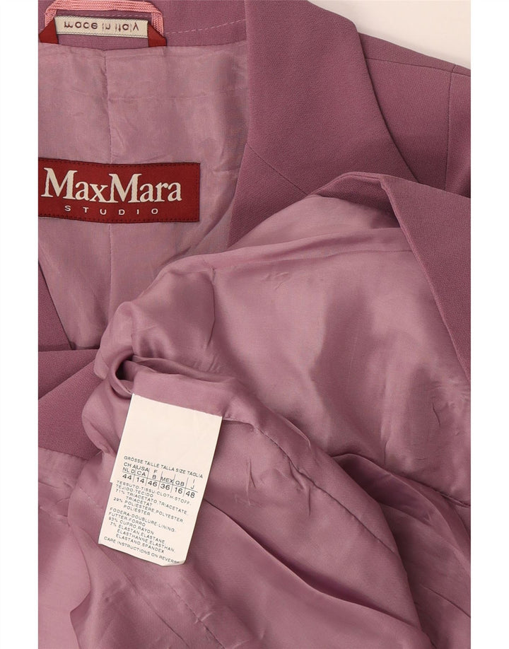 Giacca blazer da donna Max Mara a 2 bottoni con maniche a 3/4 UK 16 grande rosa