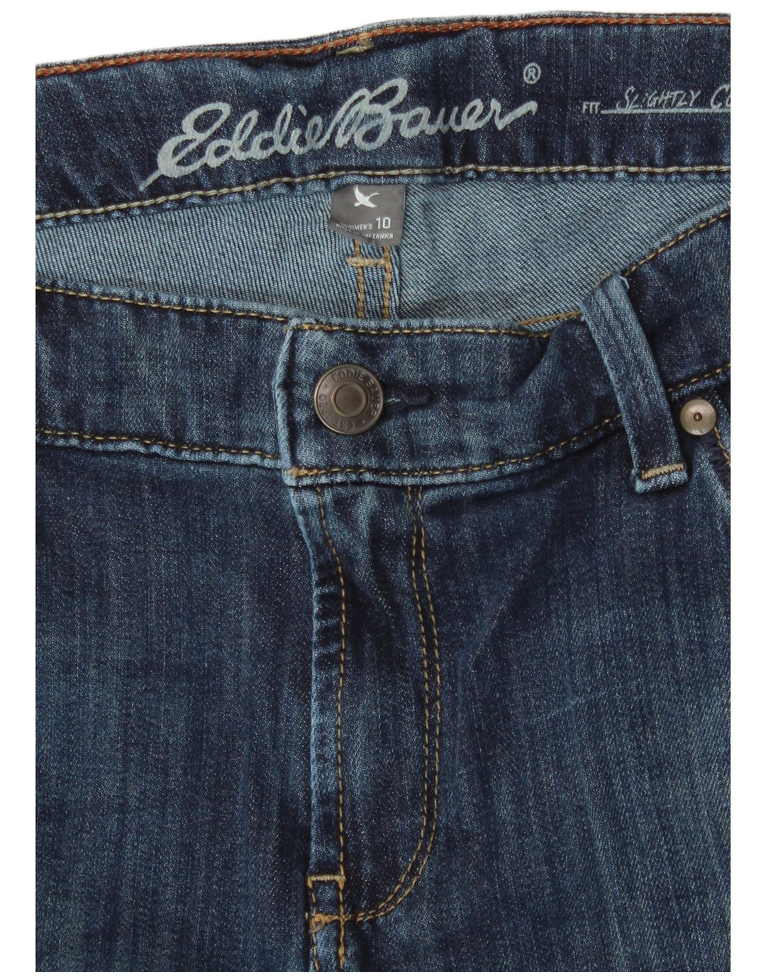 Pantaloncini di jeans leggermente curvy da donna EDDIE BAUER US 10 Large W32 Blu