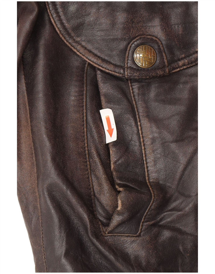 Giacca in pelle vintage da uomo UK 44 2XL Pelle nera