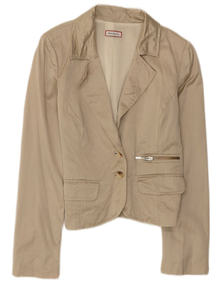 Giacca blazer a 2 bottoni corta da donna Max & Co. UK 12 Beige medio