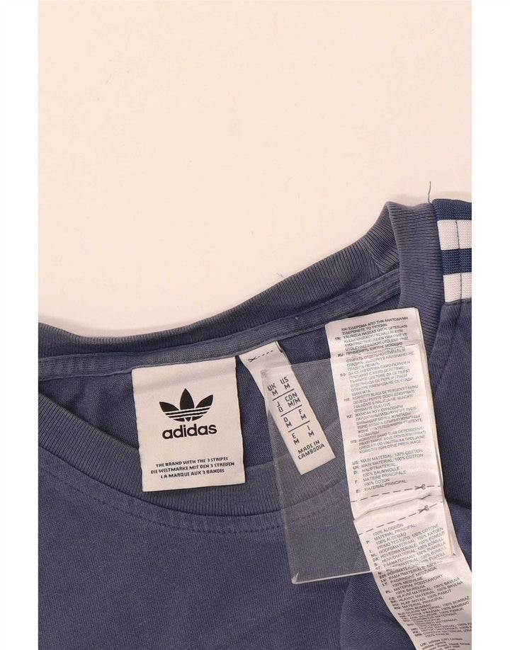T-shirt grafica da uomo Adidas Top in cotone blu medio