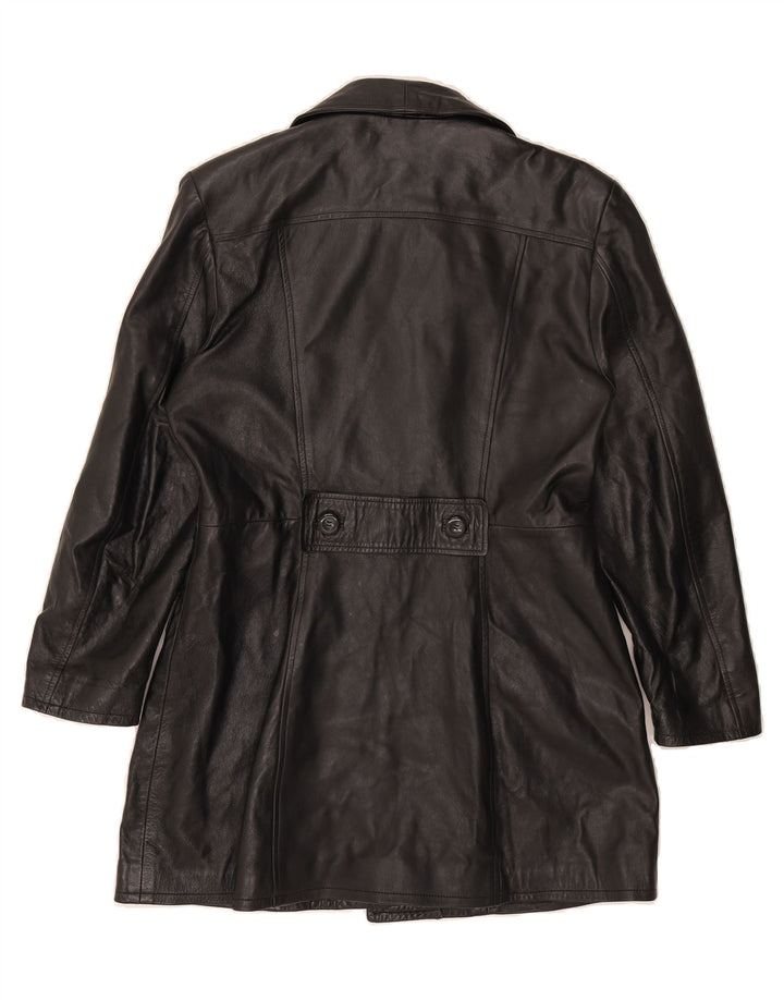 SETTORE Womens Leather Coat UK 14 Medium Black Leather Vintage Settore and Second-Hand Settore from Messina Hembry 