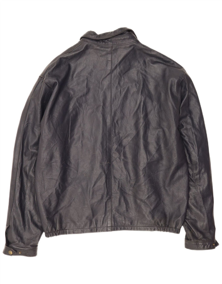 Giacca in pelle vintage da uomo IT 52 XL in pelle blu navy
