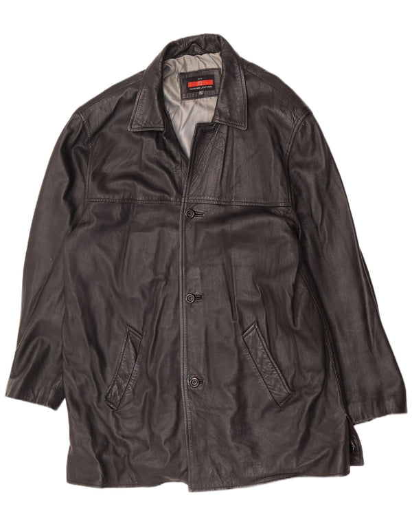 Cappotto in pelle vintage da uomo UK 42 XL Nero