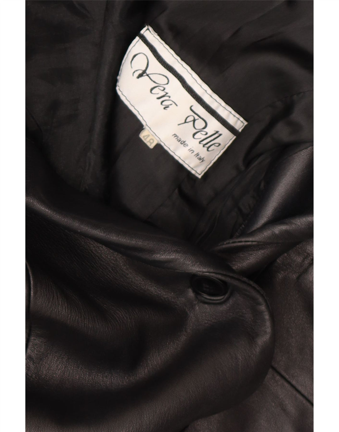 VINTAGE Womens Leather Jacket IT 48 XL Black Leather Vintage Vintage and Second-Hand Vintage from Messina Hembry 