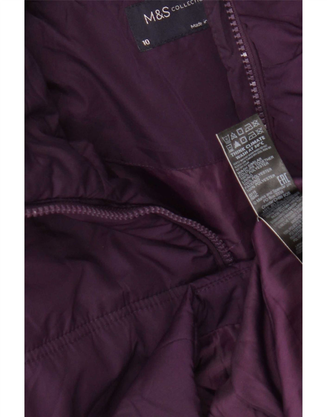 Cappotto imbottito da donna Marks & Spencer UK 10 piccolo poliestere viola