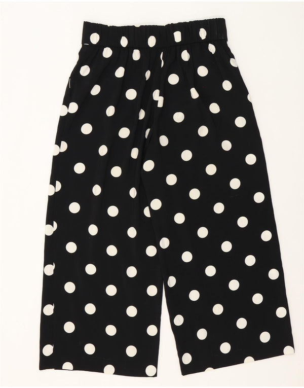 Zara Womens High Waist Cropped Trousers Large W30 L25 Black Polka Dot