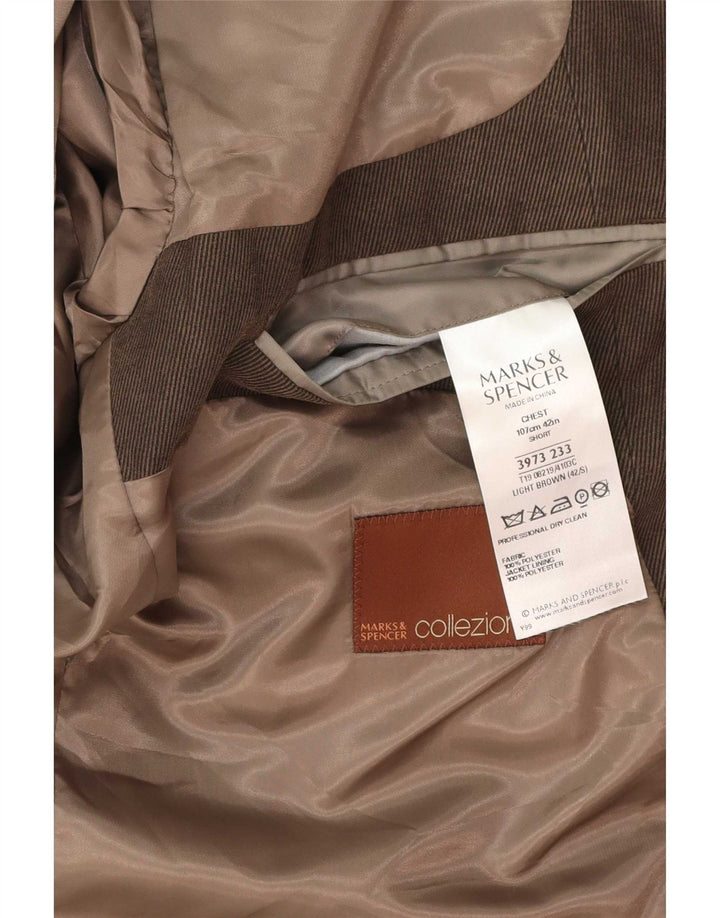Giacca blazer a 3 bottoni da uomo Marks & Spencer UK 42 grande marrone classica