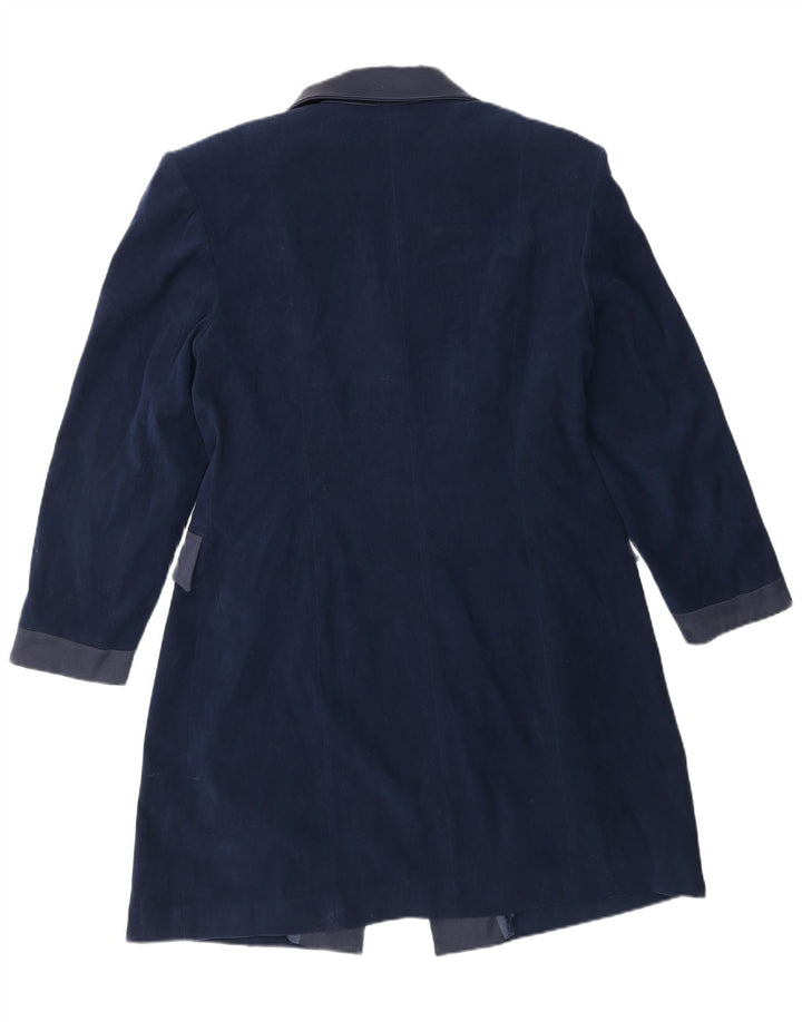Giacca blazer vintage da donna lunga a 4 bottoni IT 42 Blu navy medio