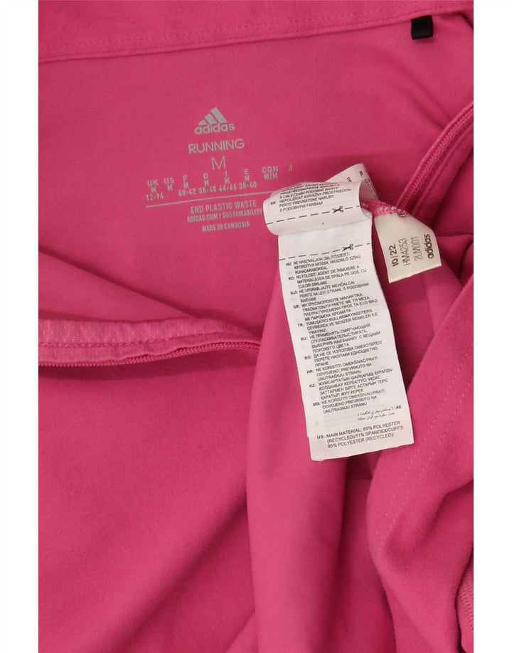 Top della tuta da ginnastica Adidas da donna con collo e zip UK 12/14 Rosa medio