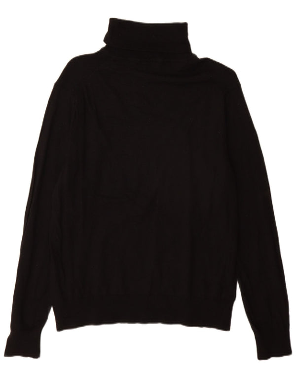 Armani Exchange Womens Roll Neck Jumper Sweater UK 18 XL Black Virgin Wool